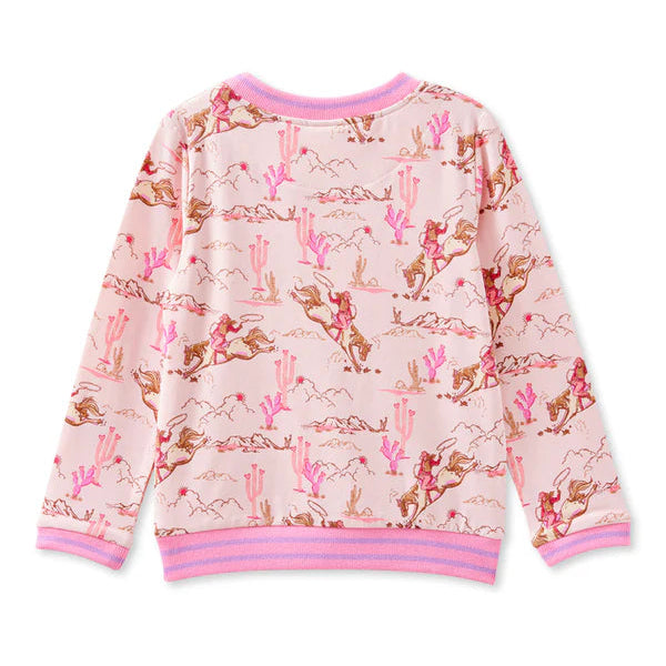 Pink sweatshirt with dog pattern on a white background
