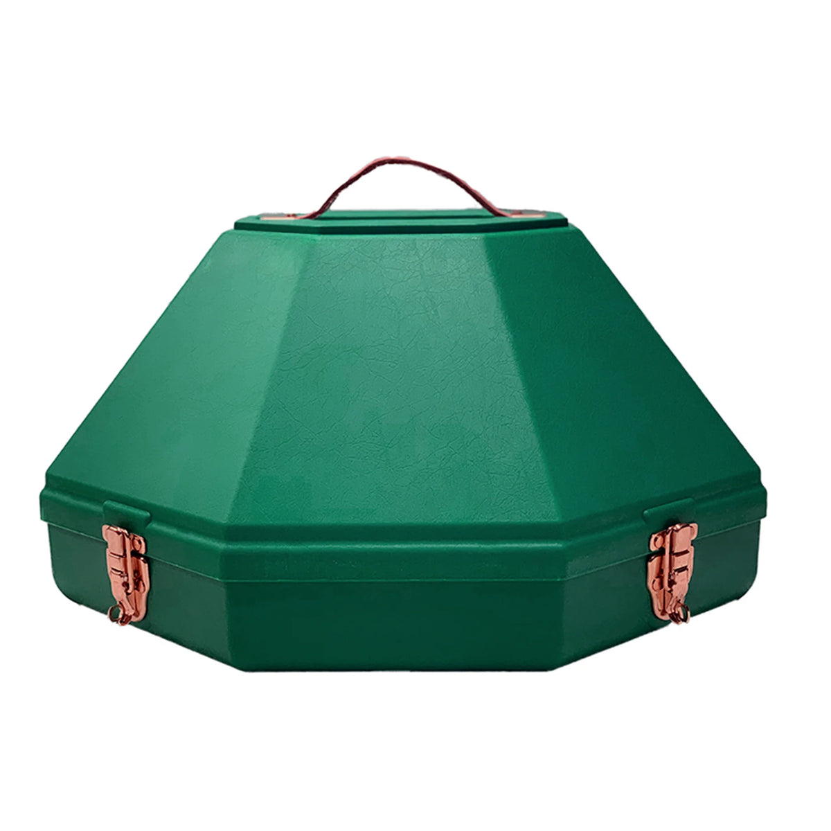 5" Hat Can. Green 5" Hat Can with copper handles on a white background