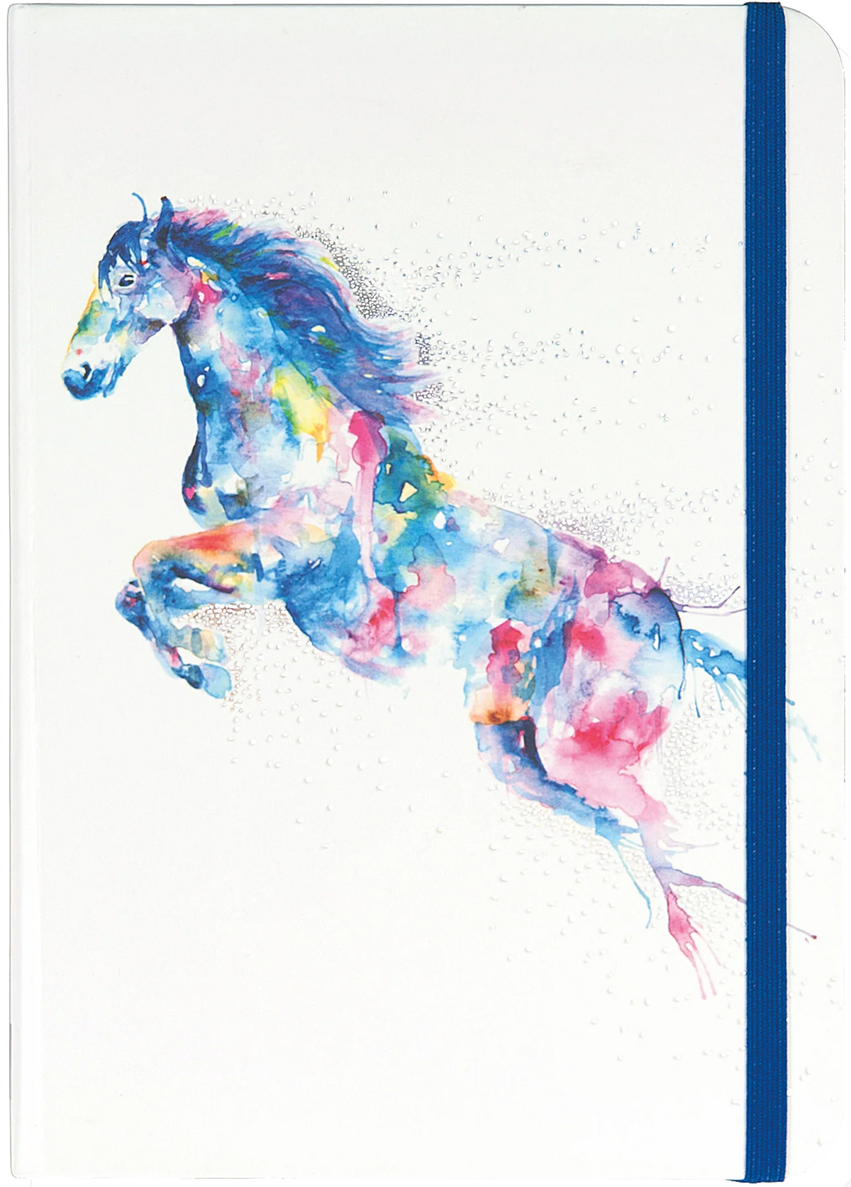 Watercolour Horse Journal. Notebook with a colorful horse design on a white background