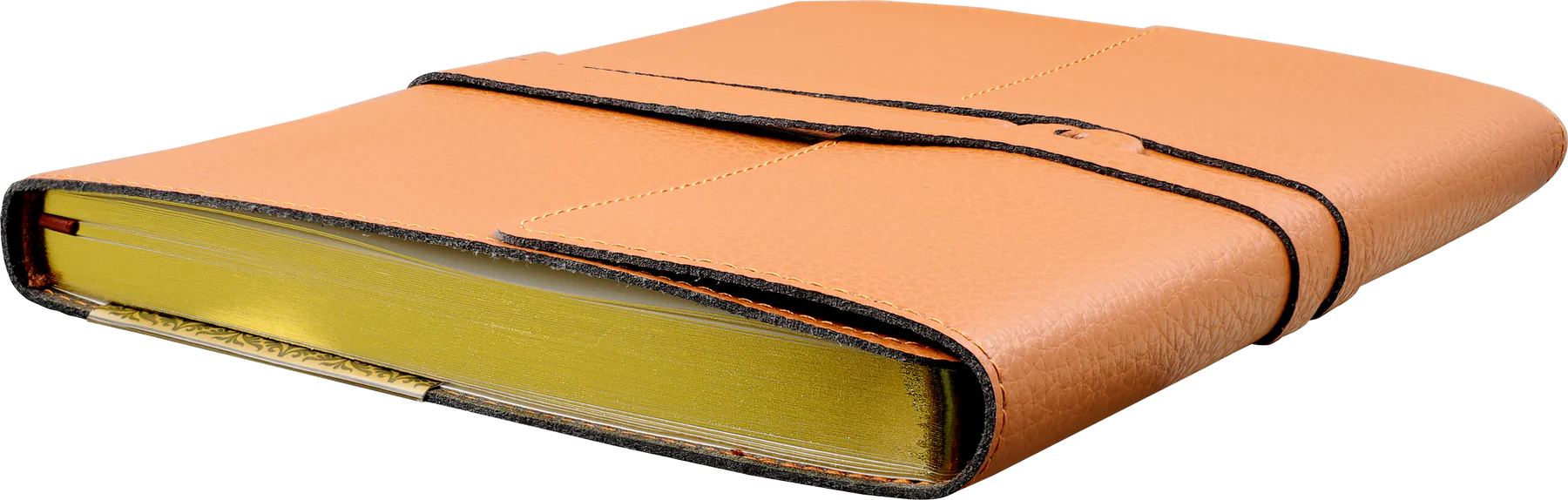 Leather Wrap Journal. Brown leather notebook with a strap closure on a white background