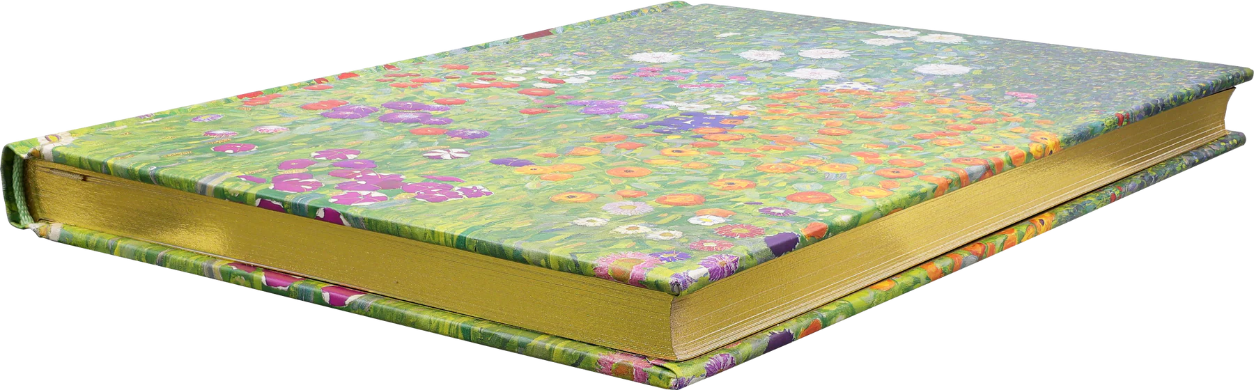 Cottage Garden Journal. Floral design notebook cover with a variety of flowers on a green background