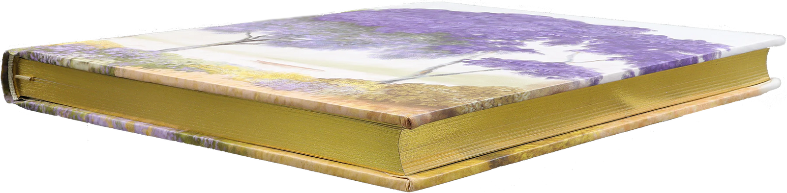 Midsummer Day Journal. Painting of a tree with purple flowers in a landscape