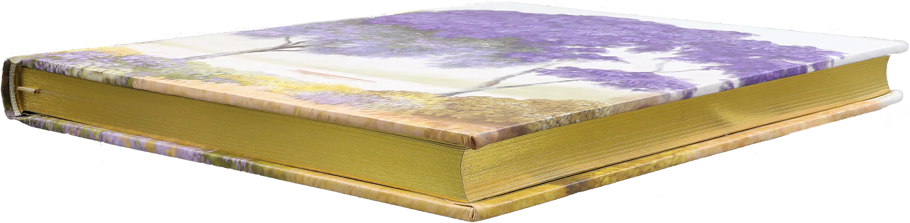 Midsummer Day Journal. Painting of a tree with purple flowers in a landscape