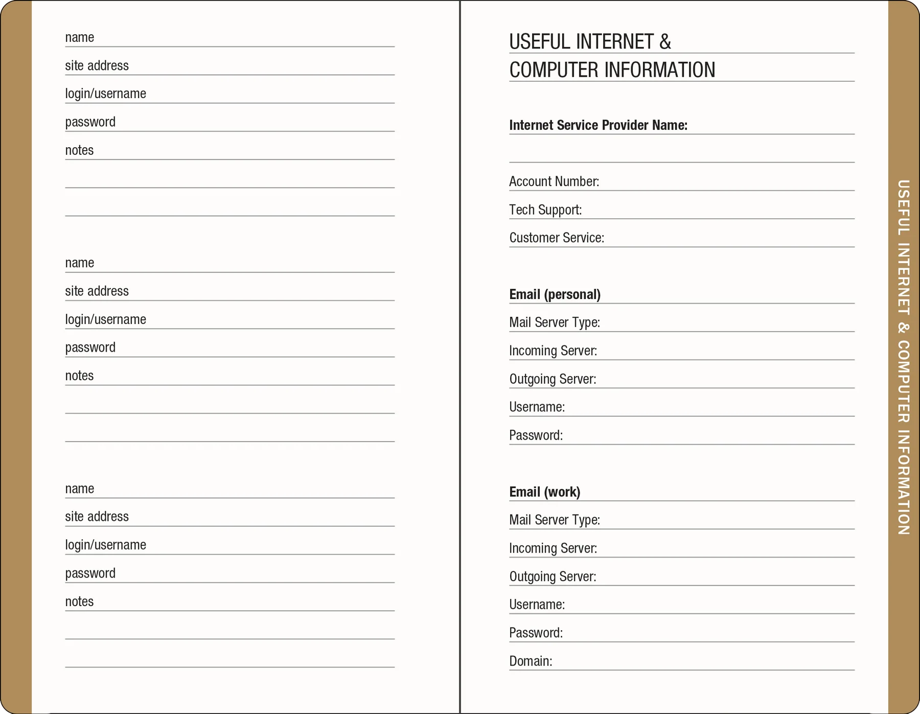 Amalfi Lemons Internet Address & Password Logbook. Notebook with lemon and flower design on the cover, featuring text about internet address and password logbook.