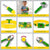John Deere Deluxe Talking Toolbelt Set . Collage of John Deere toy tool set with various tools and accessories, including a boy holding the set.