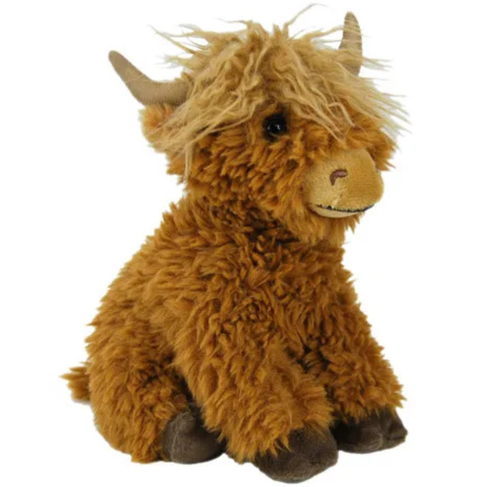 Plush toy Highland cow on a white background