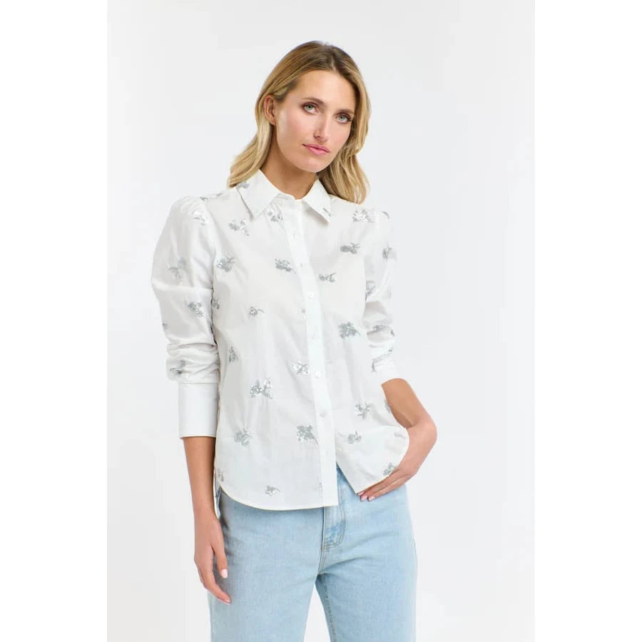 365 Women's Penelope Sequins Long Sleeve Shirt 365