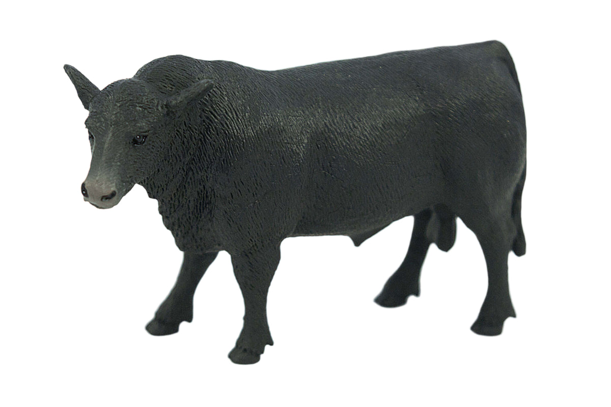 Big Country Toys Angus Bull. A realistic black Angus bull toy made of heavy duty plastic, designed for farm playsets.