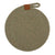 Nash Green Set of 2 Trivets. Round woven trivet with a brown handle on a white background