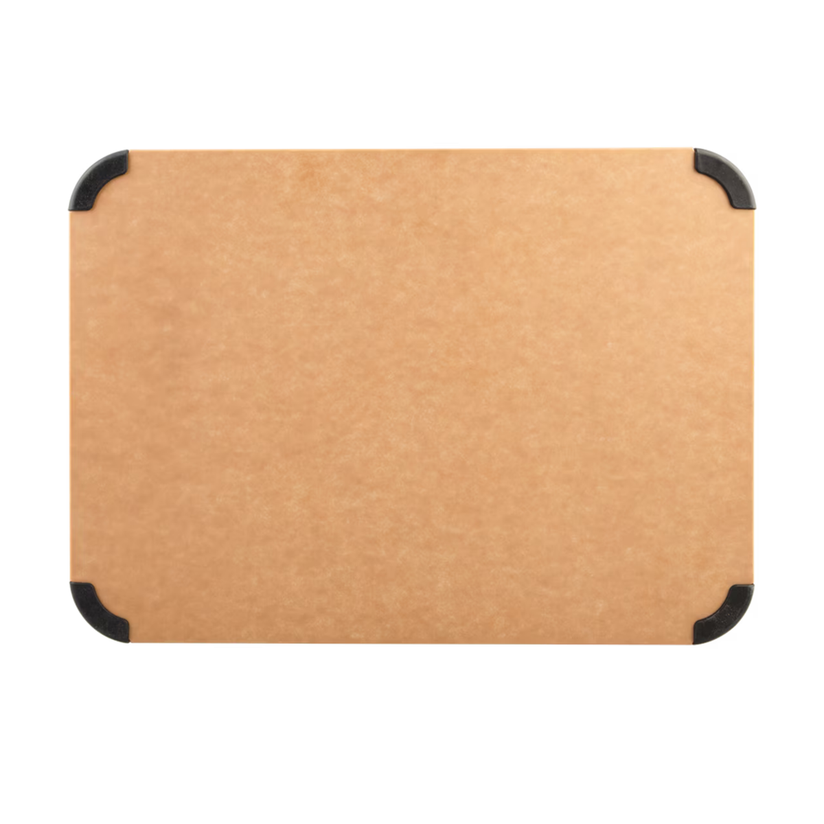 Brown leather-bound book with black corners on a white background