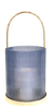 Lantern Small Blue Ribbed Glass