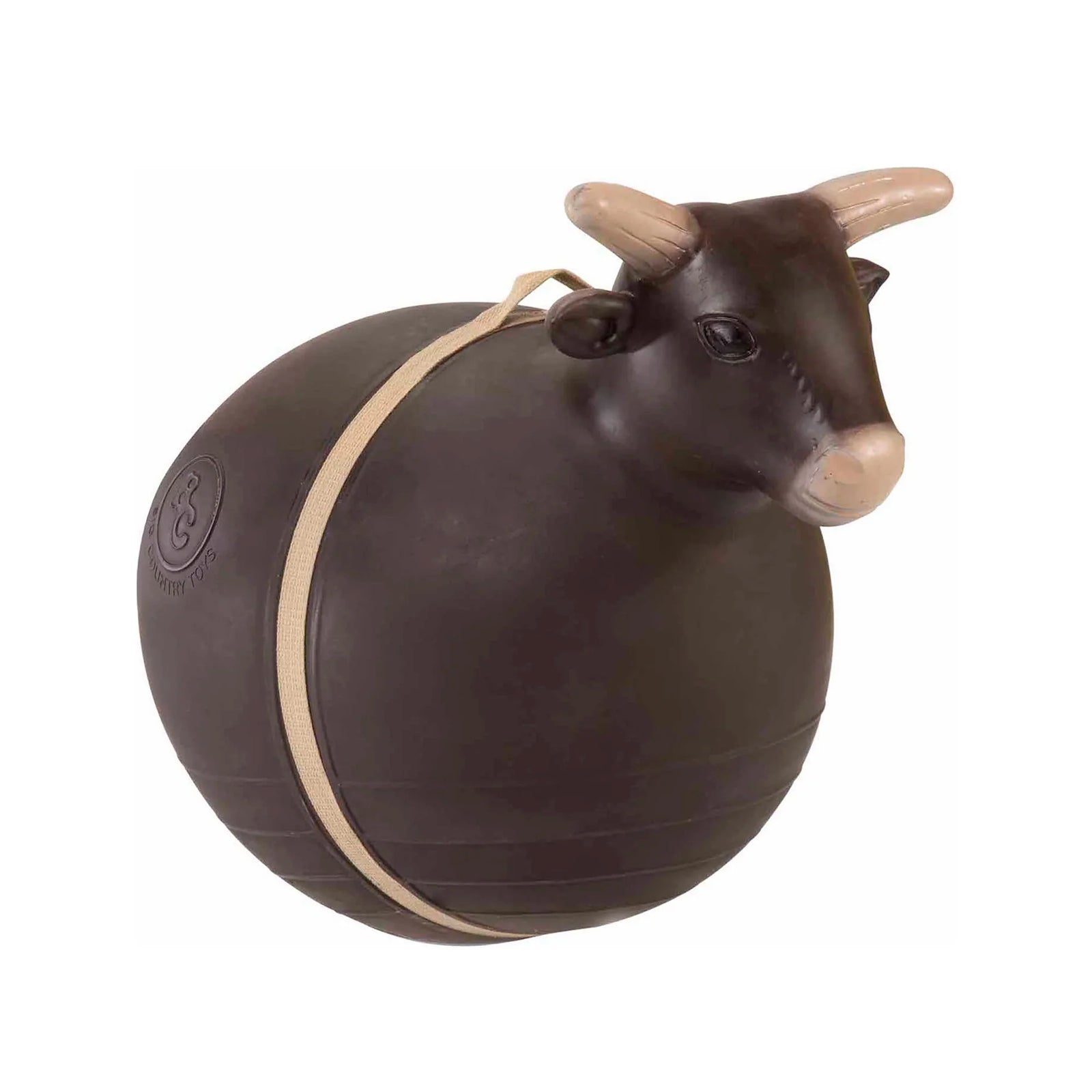 Big Country Toys Bouncy Bull. Brown ball with cow design on a white background