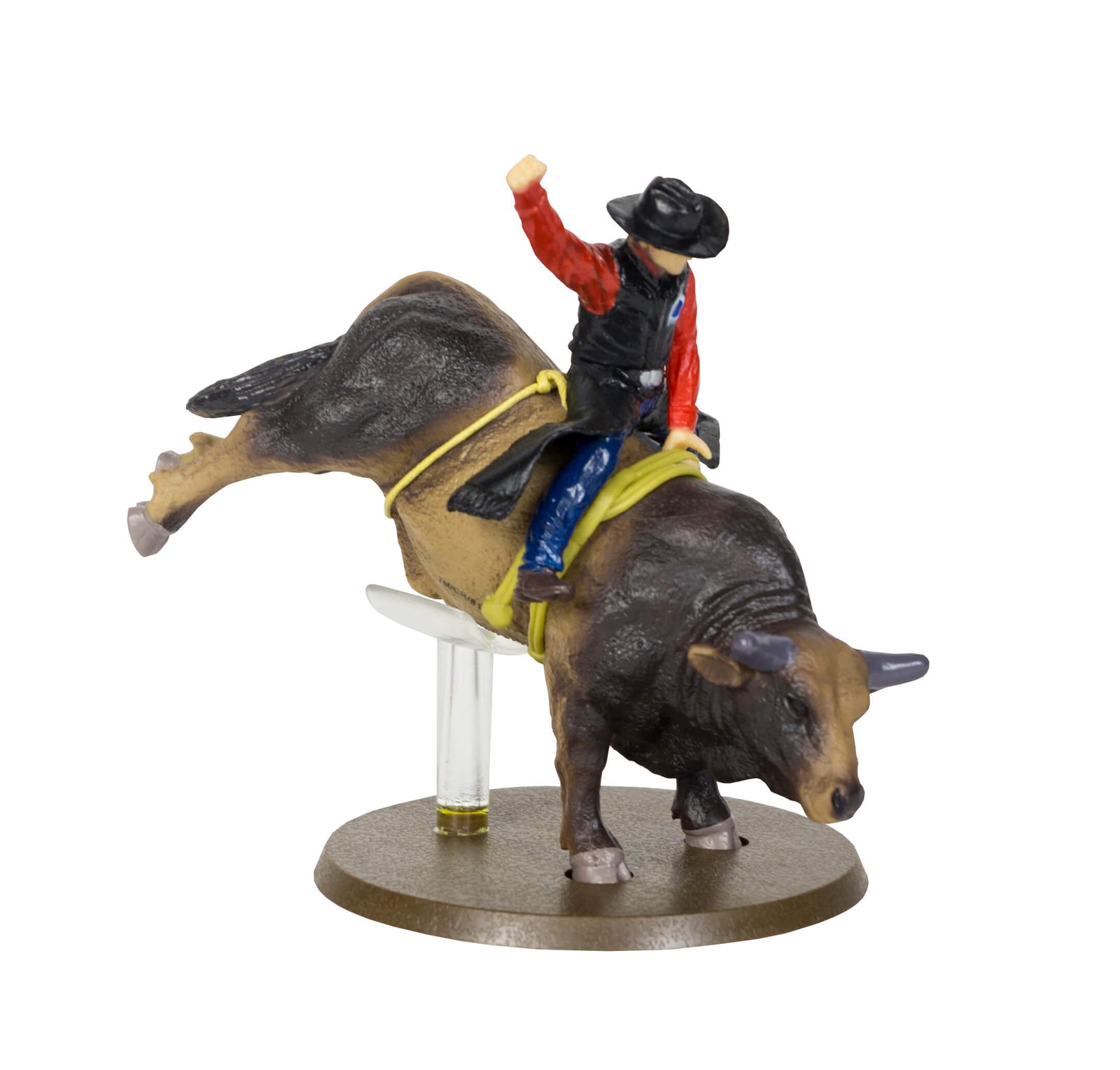 Big Country Toys Sweet Pro's Bruiser. A figurine of a bull with a rider on top, representing the PBR Bull of the Year,Sweet Pro's Bruiser.