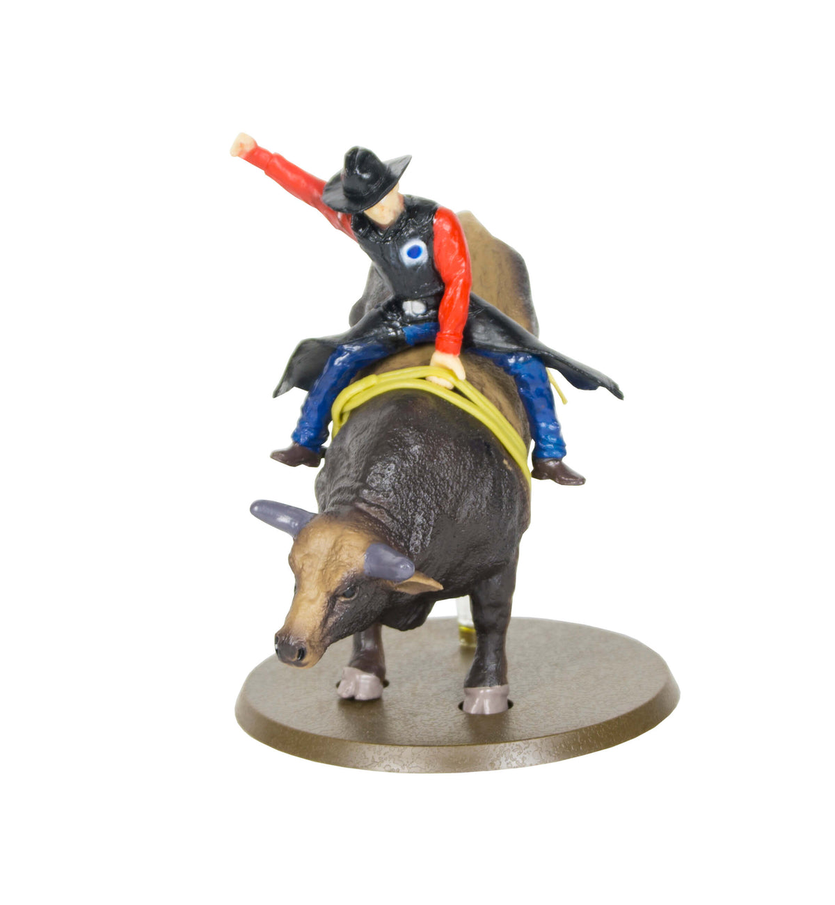 Big Country Toys Sweet Pro's Bruiser. A figurine of a bull with a rider on top, representing the PBR Bull of the Year,Sweet Pro's Bruiser.