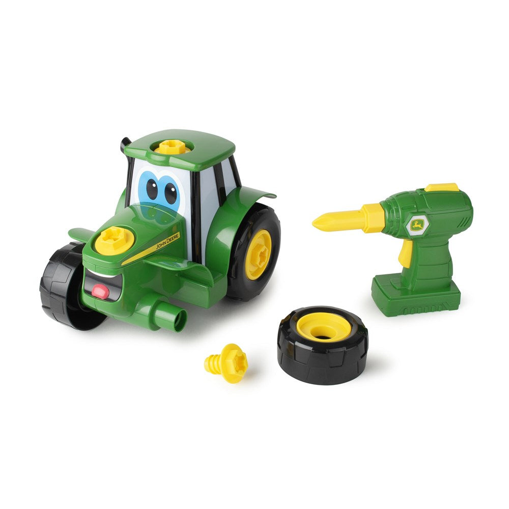 John Deere Build-A-Johnny Tractor. Toy tractor with tools on a white background