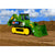 John Deere 2-in 1 Mega Excavator. Toy bulldozer with John Deere logo on a dirt field with a blue sky background