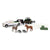 1:32 John Deere RSX860i Gator Hauling Set w/Ford Pickup And Trailer. Toy truck with trailer, horses, and farm equipment on a white background