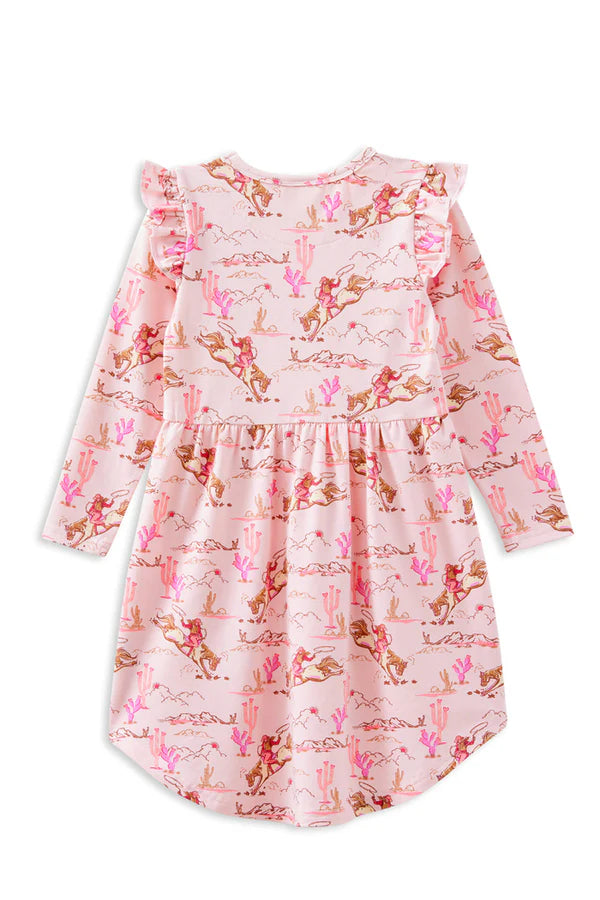 Pink dress with animal print on a white background