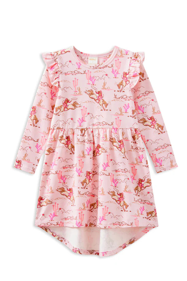 Pink dress with animal print on a white background