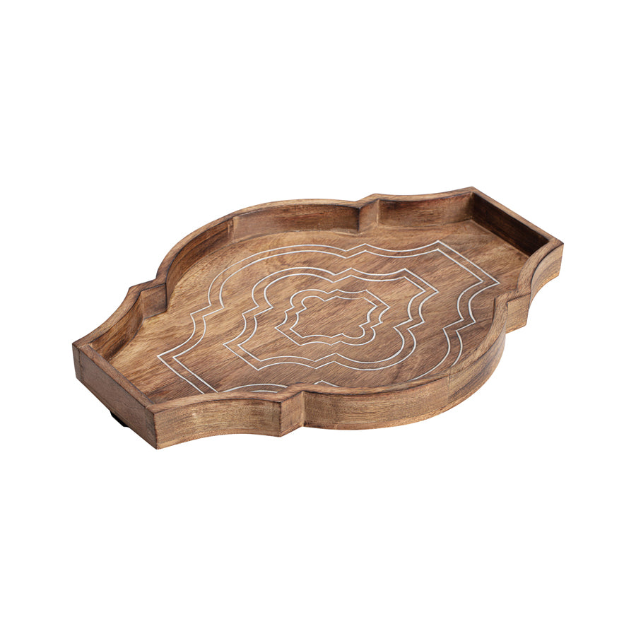 Handcrafted Mangowood Quatrefoil Table/Wallhanging Tray