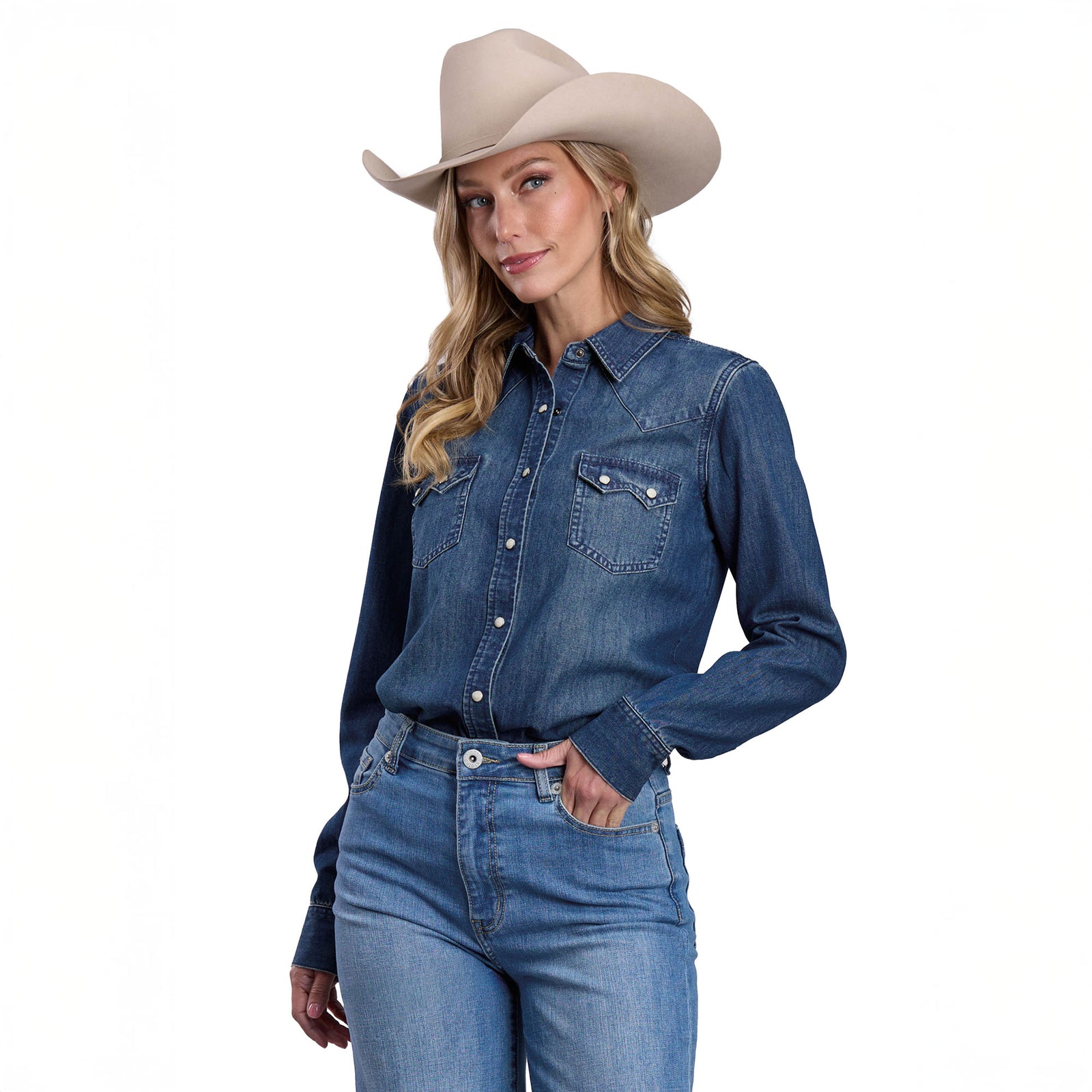 Stetson Women's Denim Long Sleeve Western Shirt