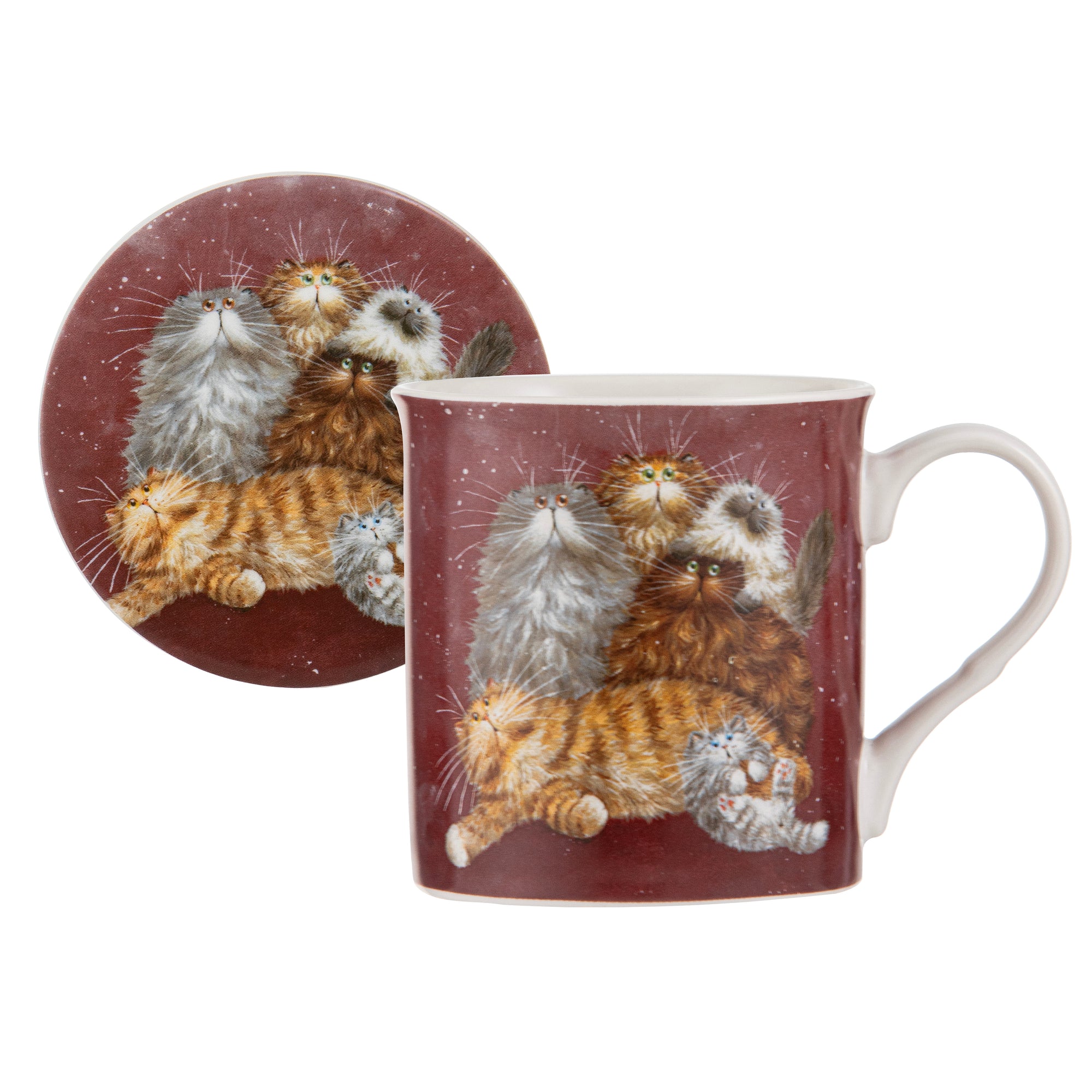 Ashdene Kims Cats Friends Family Mug & Coaster Set