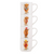 Ashdene Coo Christmas Stackable 4pk Mug. Stack of four mugs with highland cow illustrations on a white background