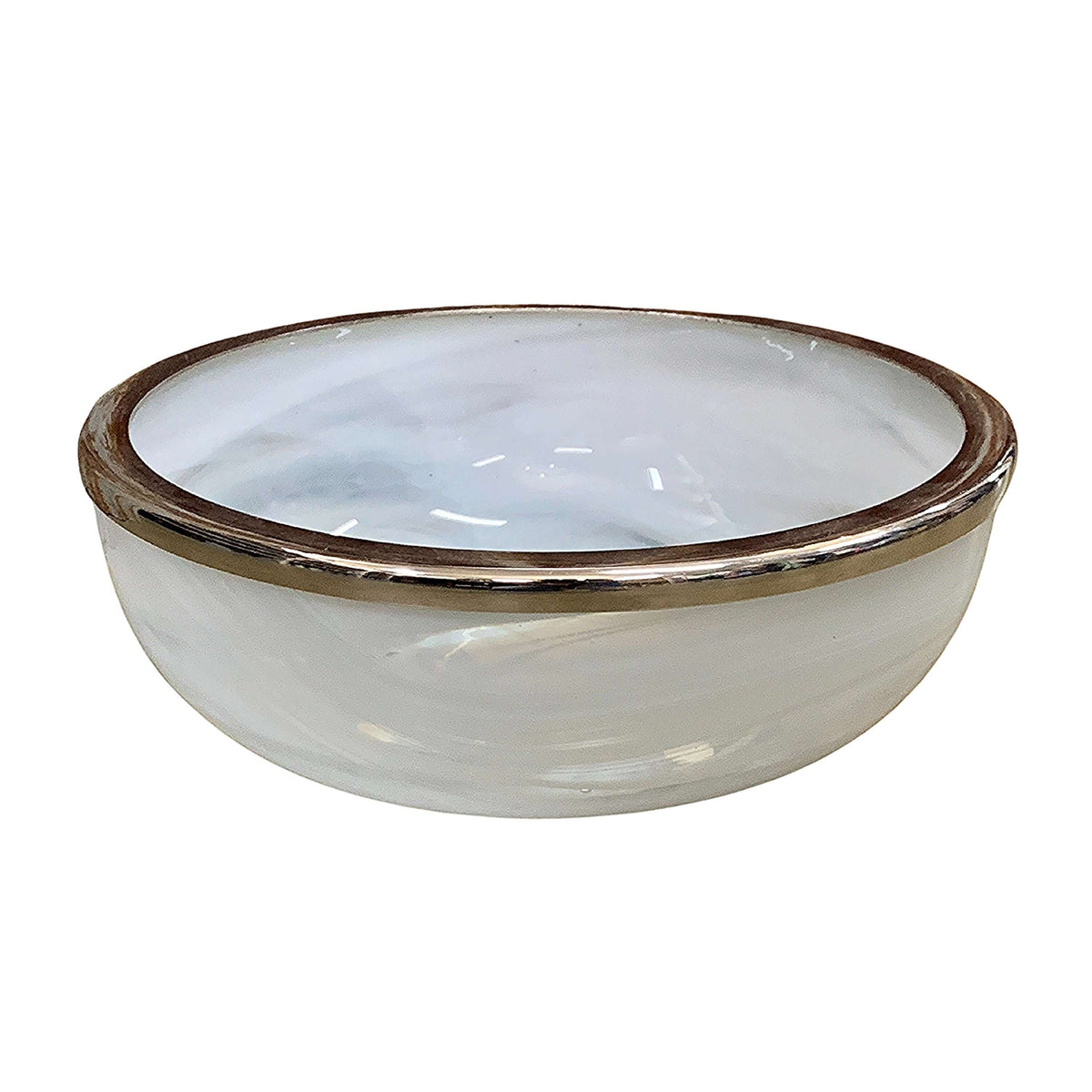 Milky Glass Salad Bowl w/Rim