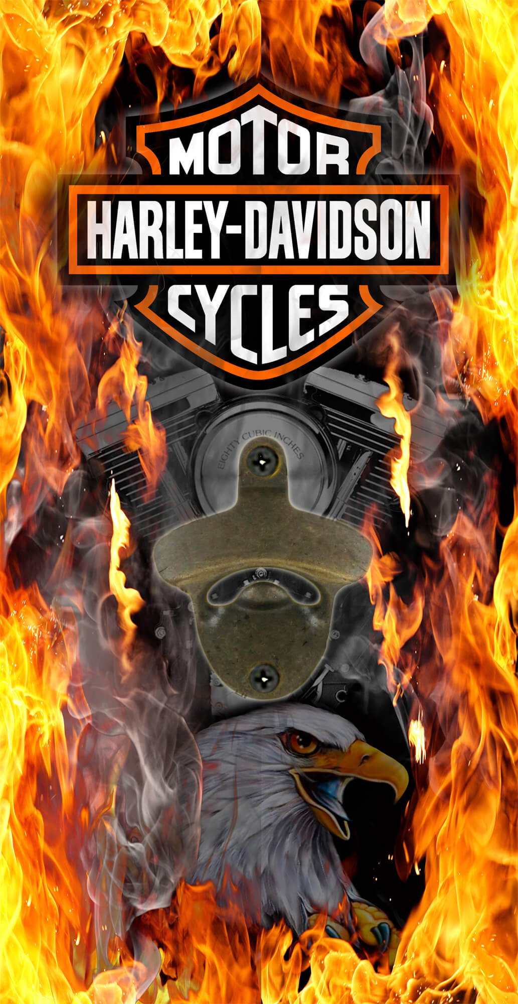 Harley Davidson Flames Bottle Opener