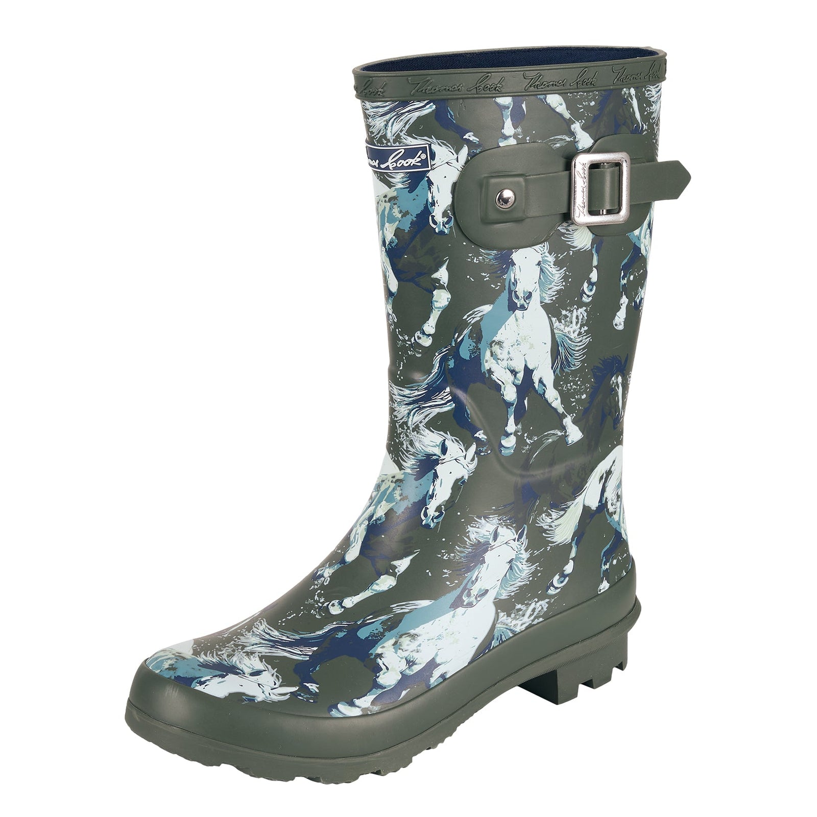 Wellington boot with floral pattern on a white background