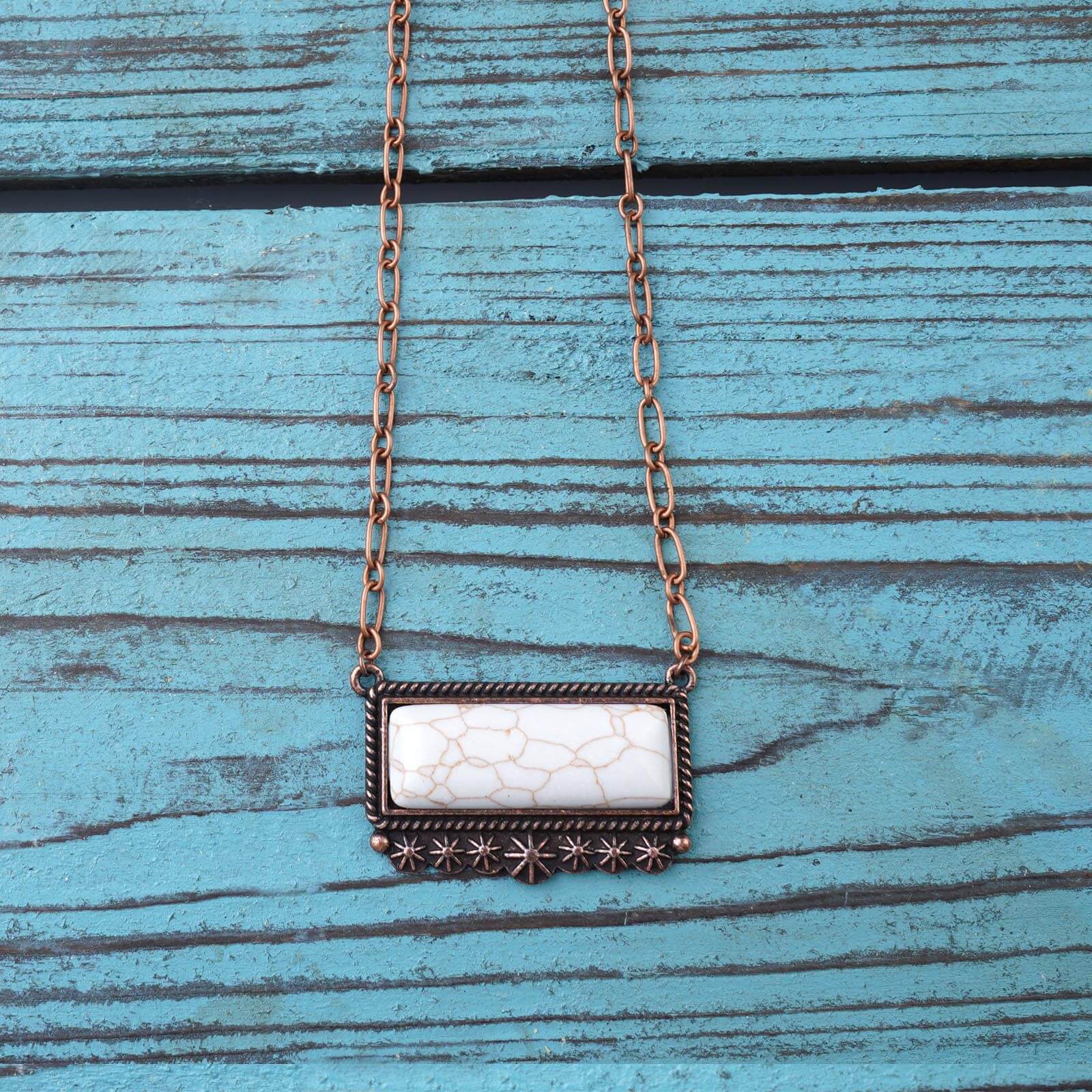 Montana West Western Rectangle Stone Pendant