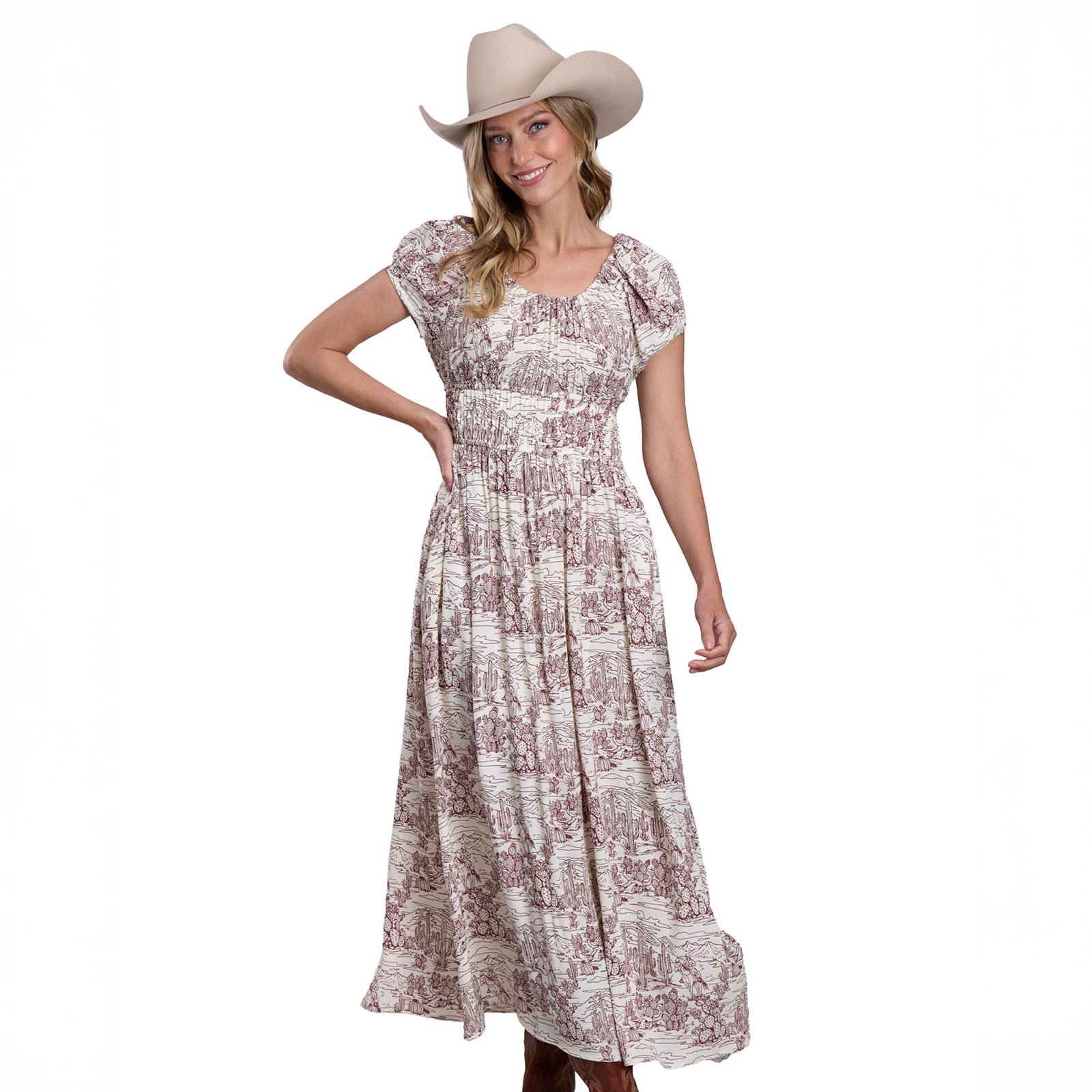 Stetson Women's Desert Toile Print Short Sleeve Western Dress