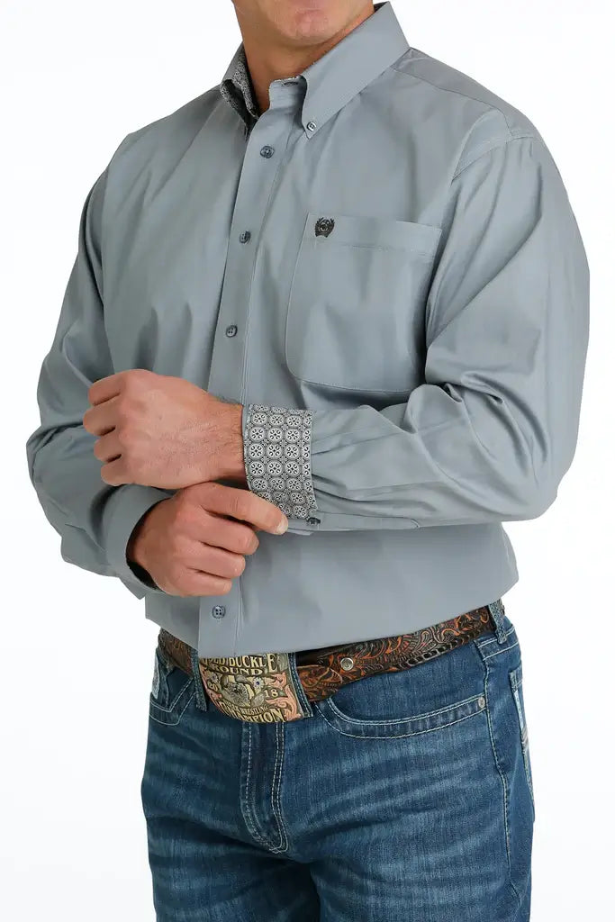 Cinch Men's Solid Grey L/S Western Shirt