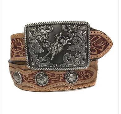 3D Boy's Tooled Calf Hair Western Belt