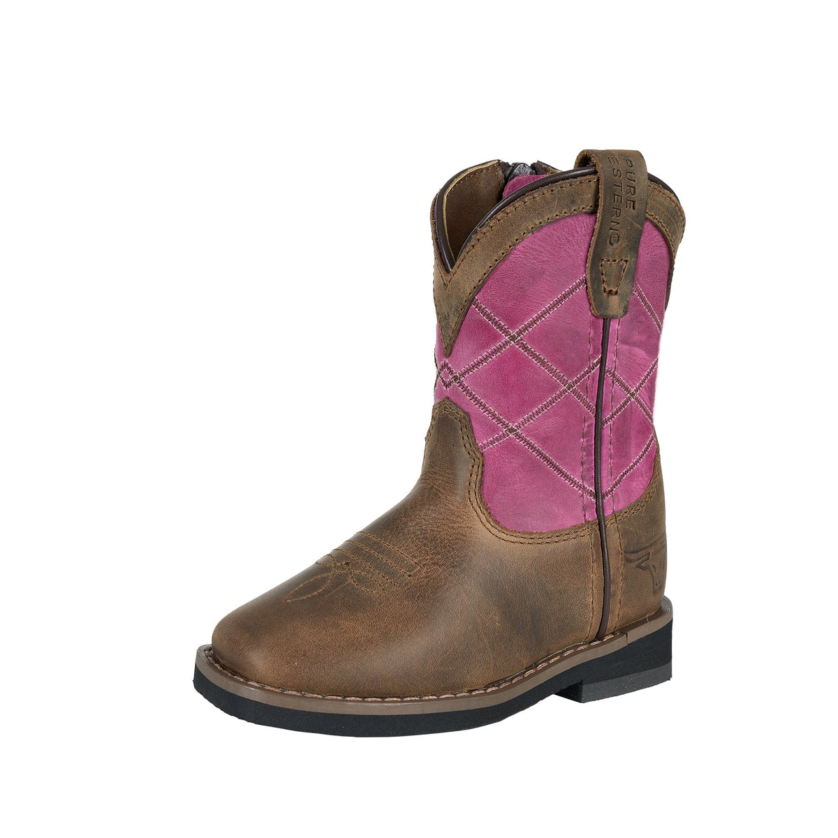Brown and pink boot on a white background