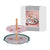 Ladelle Capri Cherry Scallop 2 Tier Stand. Two-tiered cake stand with cherry design on a white background