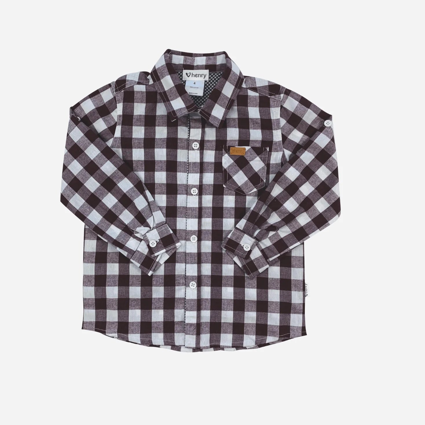 Love Henry Boy's Dress Shirt Large Maroon Check