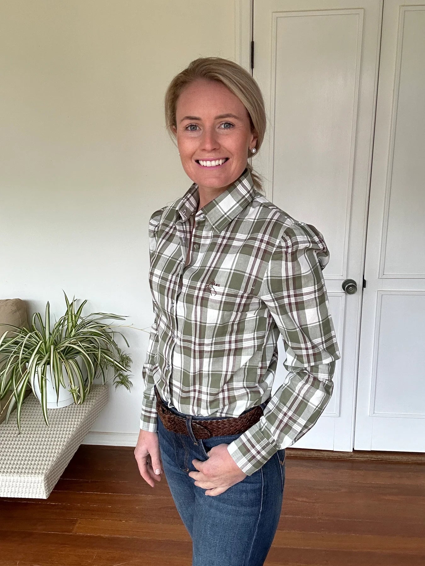Black Colt Women's Maggie Green Plaid L/S Shirt