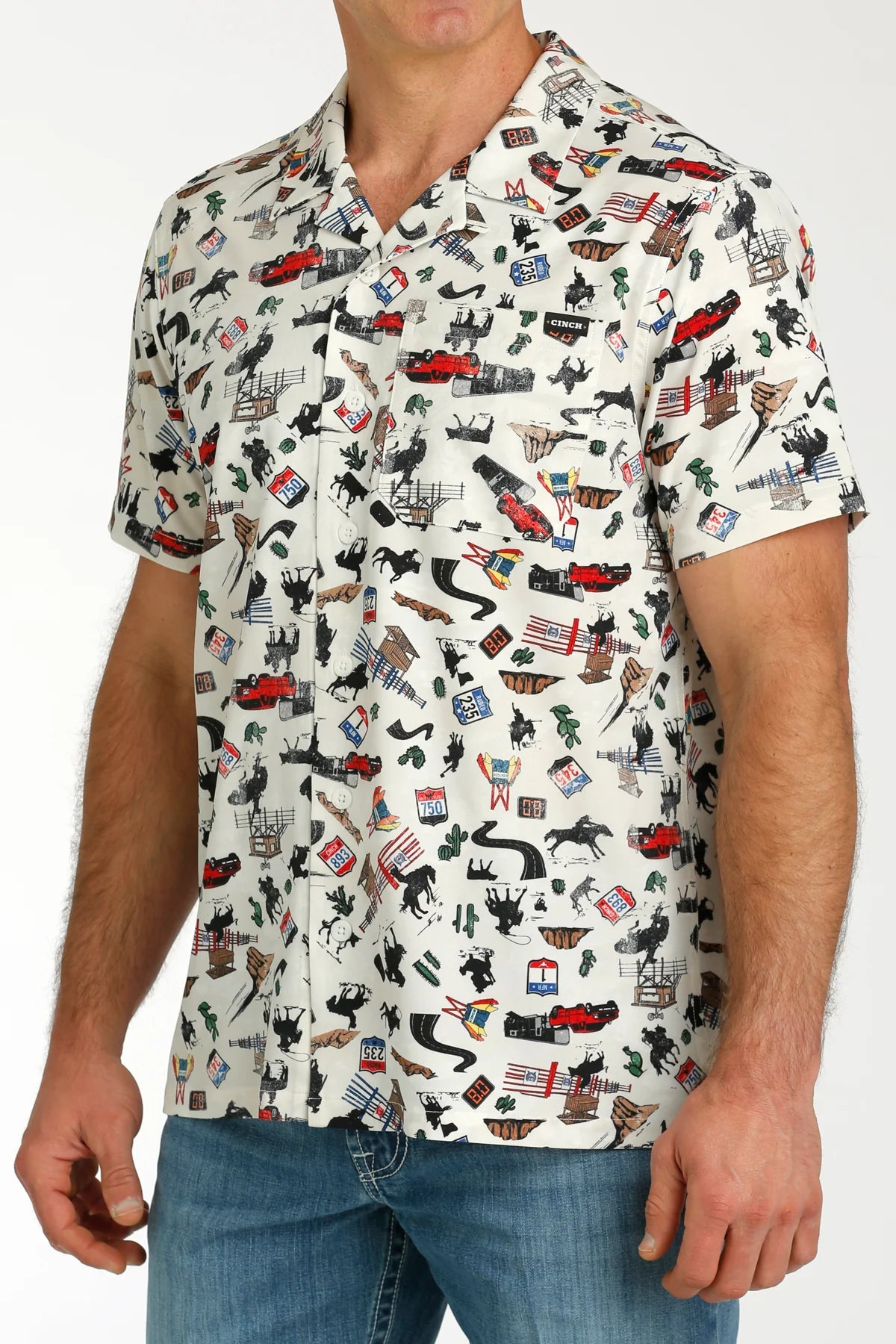 Cinch Men's Rodeo Road S/S Camp Shirt