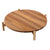 Gather Elevated Lazy Susan. Wooden round cheese board with assorted fruits, meats, and cheeses on a white marble surface.