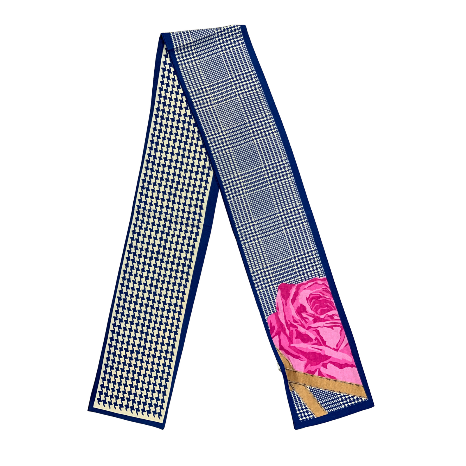 Blue Houndstooth  Designer Two Way Silky Scarf