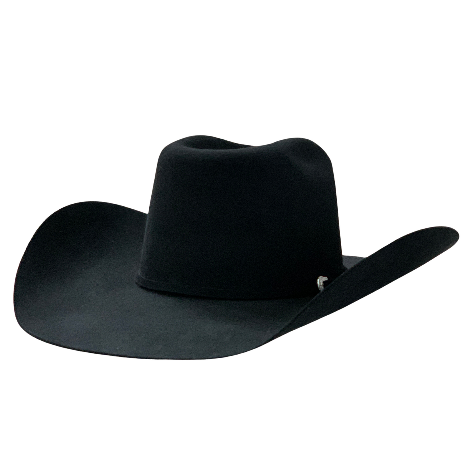 Serratelli 6X 4 3/8" Brim Black Felt Cowboy Hat. Black cowboy hat on a white background