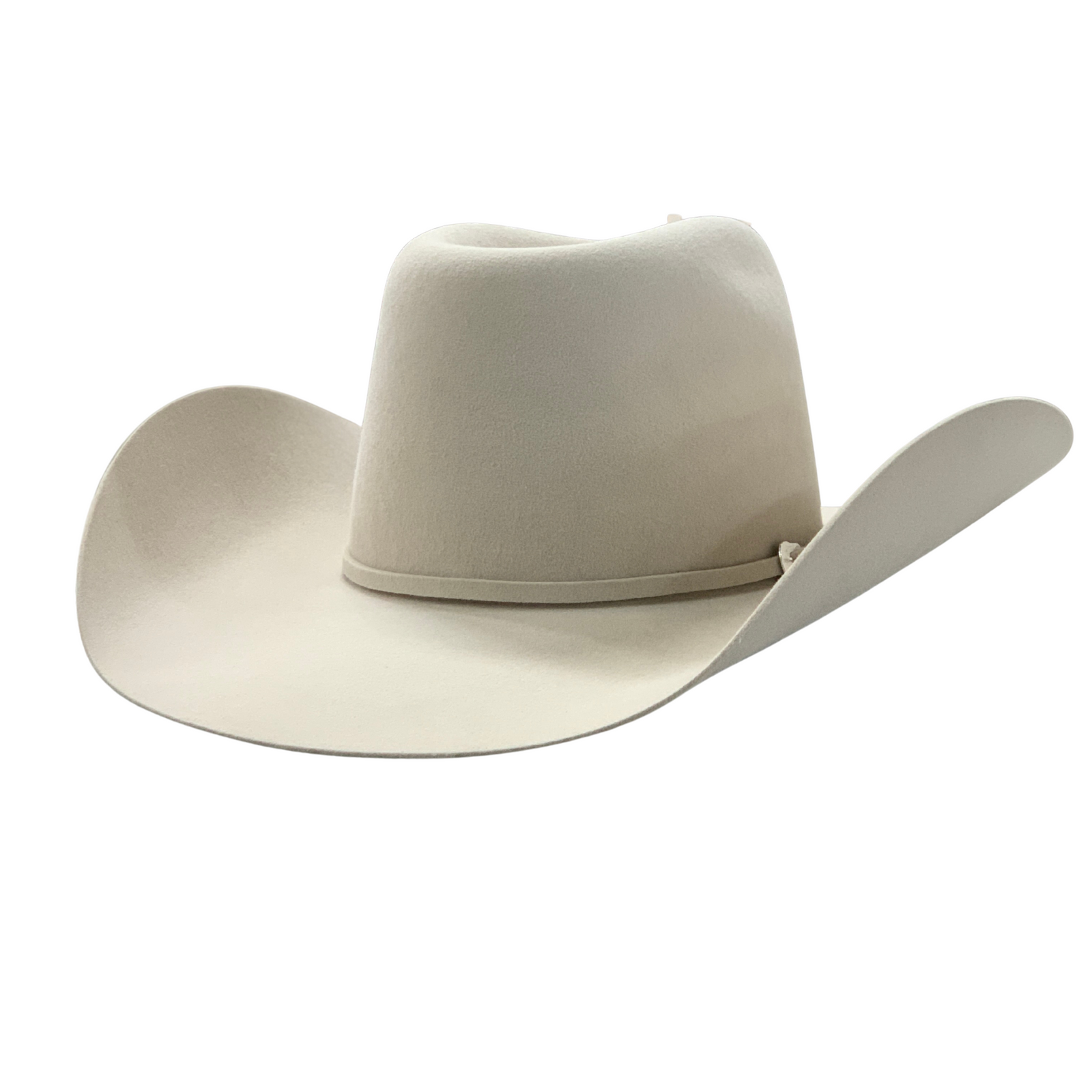 Serratelli 6X 4 3/8" Brim Silverbelly Felt Cowboy Hat. Beige cowboy hat on a white background