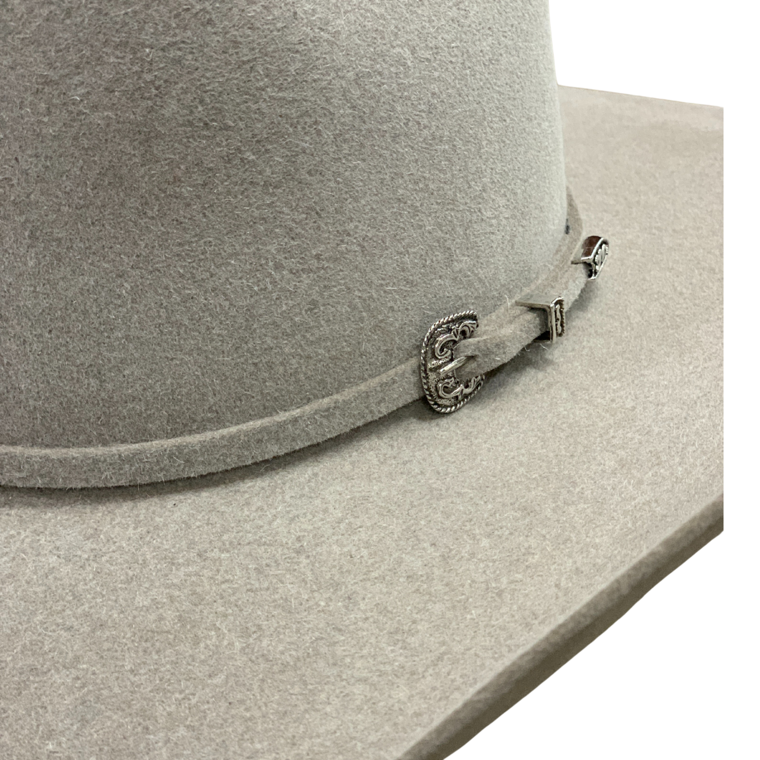 Serratelli 6X 4 1/4" Brim Stone Felt Cowboy Hat. A beige Serratelli cowboy hat with a square top and a 4 1/4 inch brim, displayed on a plain background.