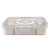 Pizzazz Rectangular 7 Comaprtment Grazing Box w/ Carry Handles & Food Picks. Clear plastic container with a lid on a white background