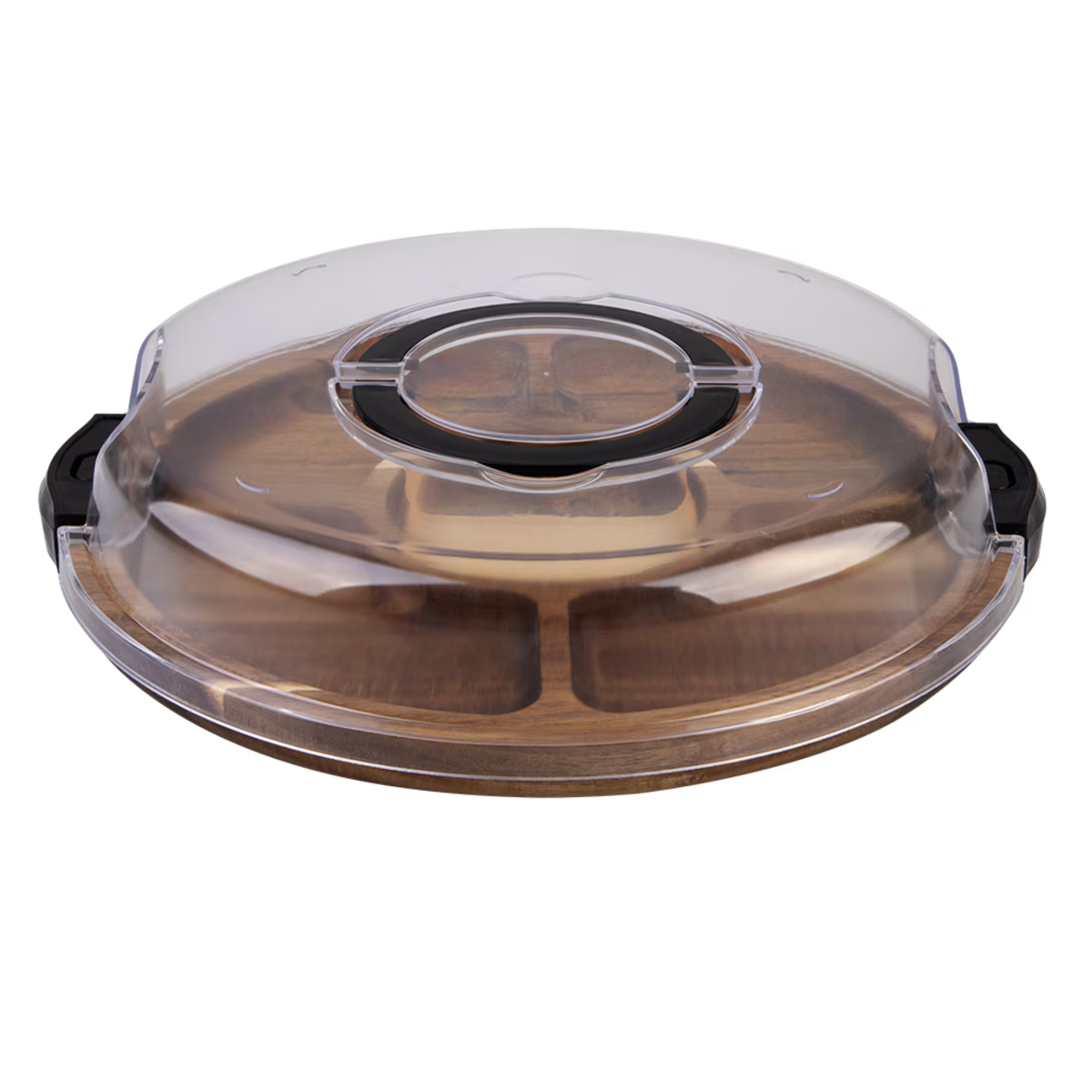 Alfresco Lane Acacia Wood 5 Compartment Round Grazing PLatter with Lid