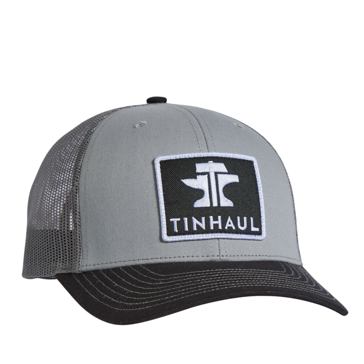 Gray and black cap with Tin haul logo on a white background