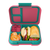 Bentgo Pop Lunch Box. Open lunch box with compartments containing a sandwich, fruit, and meat on a white background