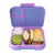 Bentgo Pop Lunch Box. Purple lunch box with compartments containing a sandwich, kiwi slices, and other items on a white background 