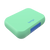 Bentgo Pop Lunch Box. Green rectangular container with blue accent and 'bento' branding on a white background